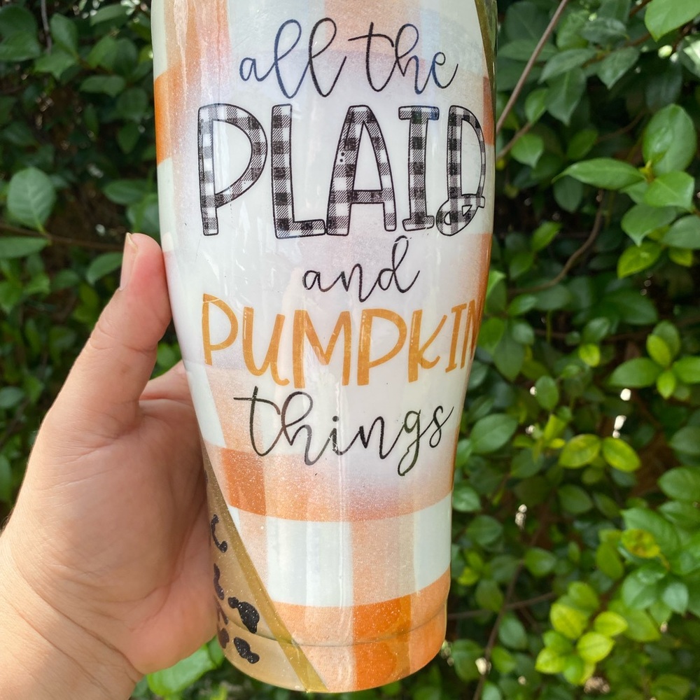 20oz curve Cheetah print Custom made Fall Plaid Tumbler - Picture 7 of 14